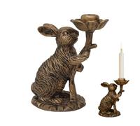 Générique Candle Holder | Resin with Rabbit Design, Antique Bronze, Dining Room Table Decoration | Candle Holder | for Fireplace, Farmhouse Home Decor, Easter Party, Birthday