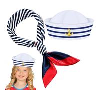 Générique Captain Hat - Navy Suit Cap, Boat Hat With Scarf For Men, Theatrical Performances, Simulation Play, Nautical Style Headwear For Men