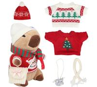 Générique Capybara 25cm Cartoon Plush Toy Set Collection Accessories | Cute Animal with 9 Outfits for Bedroom Sofa Party Gift