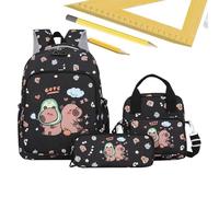 Générique Capybara Backpack - Cute Animal Print School Bag, Kids Girls Casual Bookbag Set, Includes Pencil Case Lunch Combo, Lightweight Carry Function, Daily Travel Basics for Outing, Picnic, Camp
