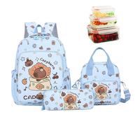 Générique Capybara Backpack for Boys | Capybara Kits,Cute Lunch Box Set Teen Students Teacher Picnic