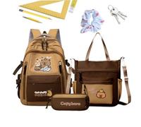 Générique Capybara Backpack For School | Cartoon Satchel With Pencil Case And Tote | Aesthetic Computer Backpack For Girls Schoolgirls Daily Companion, Book Flip, Se référer au descriptif, Refer to