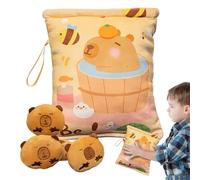 Générique Capybara Candy Bag - PP Cotton 18 x 20 cm | Snack Pouch | Contains 4 Mini Figures and Soft Key Rings for Travel, School, Picnic and Candy
