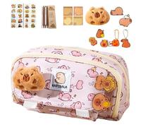 Générique Capybara Cute School Kits, Spacious Container School Supplies, Large Opening School Accessories for Teens Graduation Gift, Pink, Se référer au descriptif, Refer to description