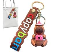 Générique Capybara Figurine Car Keyring, Capybara Toys Keyring, Funny Keyring - 6.5 cm/2.4 inches, Pendant for Backpack, Handbag, for Boys and Girls