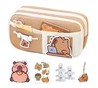 Générique Capybara Pencil Case, Large Capacity Pencil Case, Zippered Pen Pouch, Stationery Organizer Set, Cute Stationery Organizer Set with Capybara Sticker for Pens Pencils Pins Badge Memo Pad,