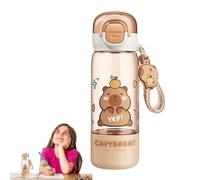 Générique Capybara Water Bottle with Straw, Portable Water Bottle Heat Resistant Leakproof BPA-Free with Lid & Key Ring for Girls/Kids, Cute Design (510ml)