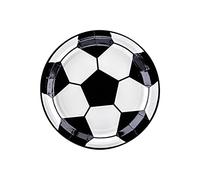 Générique Cardboard Football Plates, Black and White, 18 cm, Pack of 6, Football Design, for Birthday and Sports, Children's Anniv Football Decoration