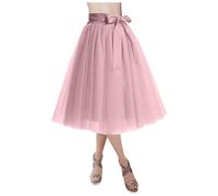 Générique Carnival Mesh Skirt Tulle Skirt Tutu Skirt Adult Tutu Lolita Short Skirt with Ribbon Bow, Women's Skirt, Fairy Mesh Skirt, Large Size Skirt Christmas Carnival Gift, Brick Red 05, One Size