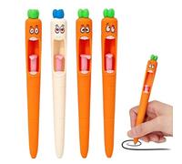 Générique Carrot Ink Pen, Ink Writing Pen, 4 x Funny Language Pressing Writing - Fun Creative Vegetables Office School Supplies for Students