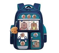 Générique Cartoon Capybara Schoolbag Backpack, Capybara Schoolbag, Large Capacity Backpack, with Card Charm, School Supplies for Children, Green, Se référer au descriptif, Refer to description