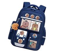 Générique Cartoon Capybara Schoolbag Backpack, Capybara Schoolbag, Large Capacity Backpack, with Card Charm, School Supplies for Children, Sapphire, Se référer au descriptif, Refer to description