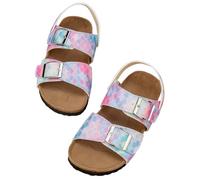 Générique Casual two-way flip flops for girls summer plus size with double buckle and adjustable soft wood fish scale like design with fashionable Bocken style., Red, 8.5 UK Child