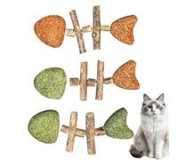 Générique Cat Chew Toys, Interactive Stick 3 Pieces Fish Bone Design, Dental Toy for Cat Teeth Health - Pets, Christmas and Birthday, Game and