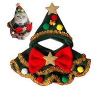 Générique Cat Christmas Scarf with Hat, Puppy Scarf with Bow and Ball Design, Pet Christmas Costume for Cats and Small Dogs, Adorable Dog Clothes for Holiday Celebrations