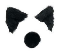 Générique Cat Ear Headgear - Adhesive 3D Plush Kitty Ears Motorcycle Decoration Soft Accessory | Internet Celebrity Style Cat Ears for Cavali, Black + Tail, Se référer au descriptif, Refer to
