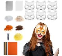 Générique Cat Masks for Crafts - Animal Mask Kit, Art Supplies with Canvas and Felt for Costume Accessories, Party, Masquerade, Cosplay, Carnival