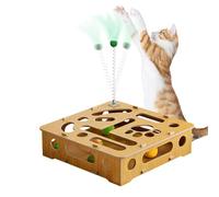 Générique Cat Puzzle Toy, Interactive Cat Toy, Feather Cats Toys, Cats Puzzle Box, Wooden Pet Puzzle Box, Interactive Cat Puzzles Toy with Feather and Balls for Indoor Sports and Entertainment