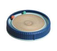 Générique Cat Scratch Pad, Cardboard Scratcher, Interactive Toy, Non-Slip Base, Two Balls Included, 15.75 x 2.76 inches, Corrugated Material, Green Blue, for Training Enrichment, Rest Play Fun