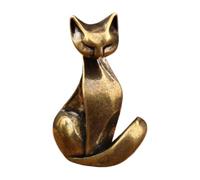 Générique Cat Statue | Cute Animal Decoration in Brass - Miniature Cat Statue - for Home, Office, Living Room, Bedroom, Table, Shelf, Countertop, Farm Car, Women