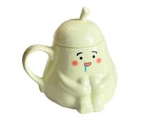 Générique Ceramic Coffee Mug | 450ml Charming Pear Shape Mug for Drinks - Kitchen Mug with Lid | for Tea Coffee Milk Water and Home Use
