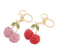 Générique Cherry Keychain, Rhinestone Fruit Keyring, Glitter Purse Charm, Sparkling Pendant Accessory, Zinc Alloy Construction, Bag Wallet Decoration, 2.36 x 1.3, Red, Se référer au descriptif