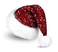 Générique Children's Adventurer Christmas Hat Personalized Sequin Santa Hat Halloween&New Year Festive Christmas Headwear Hat Black And (Red, One Size)