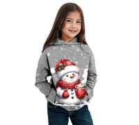 Générique Children's Christmas Jumper, Long-Sleeved Hooded Sweatshirt for Children, Christmas Theme, Autumn Winter, Snowman, Warm and Comfortable Coat for Children, Boys and Girls (Grey, 10-12 Years)