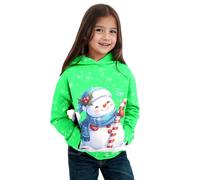 Générique Children's Christmas Sweatshirt, Long Sleeve Hooded Sweatshirt for Children, Christmas Theme, Autumn, Winter, Snowman, Warm and Comfortable Coat for Children, Boys and Girls (Green, 18-24
