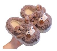 Générique Children's Non-Slip Slipper with Cute Sheep Design Slippers for Boys and Girls Plush Comfortable and Warm Winter Casual Slippers Fluffy House Slipper, coffee, 2.5 UK