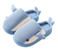 Générique Children's Slippers for Boys and Girls with Shark Design Non-Slip Slippers with Soft Soles Plush House Slippers Comfortable and Warm Winter Lightweight Slippers, Bright blue, 210