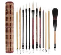 Générique Chinese Calligraphy Brush Set - Wood and Artificial Wool 75g | Traditional Painting Brushes | Ideal For Ink Writing And Artistic Practice