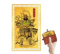 Générique Chinese Wealth God Card - Golden Copper Decoration Portable Traditional Ornament Cultural Souvenir Collection | Elegant Design With Symbolic