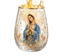 Générique Christian Cups - Clear Glass With Jesus Design 400ml | Tea Mugs With Floral Patterns - For Tea Beer Drink Home Party Dining Table Birthday Holiday Meeting