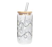 Générique Christmas Color Changing Glass - 380/500/600ml Color Changing Cups with Straw Lid, Reusable Glass Drink Bottle for Hot Chocolate, Cold Water, Milk, Juice