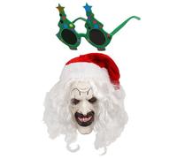 Générique Christmas Cosplay , Christmas Clown | Terror Face Cover with Glasses - Christmas Horror Props Headgear Costume Accessories for Adults and