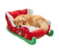 Générique Christmas Dog Bed - Plush Christmas Sleigh Sleep Bed for Pet - Non-slip Puppy Cushion - for Winter Balcony Gathering Indoor Home Bedroom Living Room