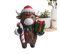Générique Christmas Figurine - Resin Scottish Cattle Statue | Holiday Ornament Decoration for Table Centerpiece | Festive Sculpture for Living Room at Home