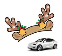 Générique Christmas Hat Car Sticker - Festive Decoration Self Adhesive Easy Peel with Deer Antler Decal - Bumper and Grille Decals - Adult Woman Gift