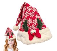 Générique Christmas Hat, Christmas Hat For,Cute Glitter Red Santa Hat | Unisex Deer Wood Holiday Decor, Christmas Fabric For Women And Men