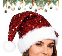 Générique Christmas Hat | Glitter Head Accessory & Thickened Bow | Big Red Christmas Hats For Women - For Costume Party & Family Outfit