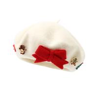 Générique Christmas Hat - Retro Bow Warm Hat | Warm Christmas Hat for Artists - Winter Festive Outfit Cosplay New Year and Celebrations