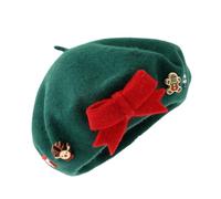 Générique Christmas Hat, Retro Bowknot Warm Hat, Christmas Warm Hat for Artists for Winter Party, Costume, Holiday, Thanksgiving, New Year Outfit and Cosplay