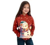 Générique Christmas Hoodie Children's Long-Sleeved Hooded Sweatshirt, Christmas Theme, Autumn Winter, Snowman, Warm and Comfortable Coat for Children, Boys and Girls (Red, 8-9 Years)