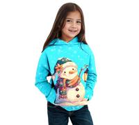 Générique Christmas Hoodie Children's Long-Sleeved Hooded Sweatshirt, Christmas Theme, Autumn Winter, Snowman, Warm and Comfortable Coat for Children, Boys and Girls (Sky Blue, 8-9 Years)
