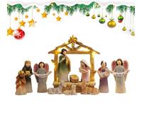 Générique Christmas Nativity Scene Decorative Miniature Figurines of the Nativity with Jesus - 12 Pieces Christmas Decoration for Indoor Fireplace Office School Church Living Room Party