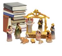 Générique Christmas Nativity Scene Statue of the Holy Family Jesus Nativity Scene, 12 Pieces Feeder Decoration for Table Shelf Living Room Bedroom Farm School