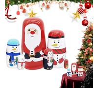 Générique Christmas Nesting Collection - Wooden Stacking Set Handmade Traditional Russian Popular Art Style Festive Holiday Decorations | EMP Toys