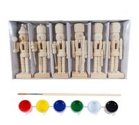 Générique Christmas Nutcracker, 6 Pieces Wooden Christmas Decoration Set Nutcracker Painting for Beginners Home Office School Farm Holiday Art Projects