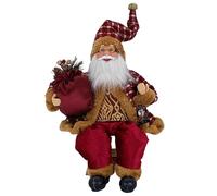 Générique Christmas Sitting Santa Claus Decorations, 13.8 Inch Plush Father Christmas Decorations - Traditional Seasonal Plush Ornament for Home, Office, Showcase, Red Wine Gold, Se référer au